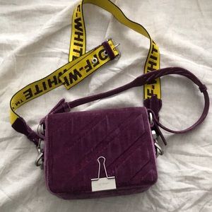 Authentic Off White purple velvet crossbody bag